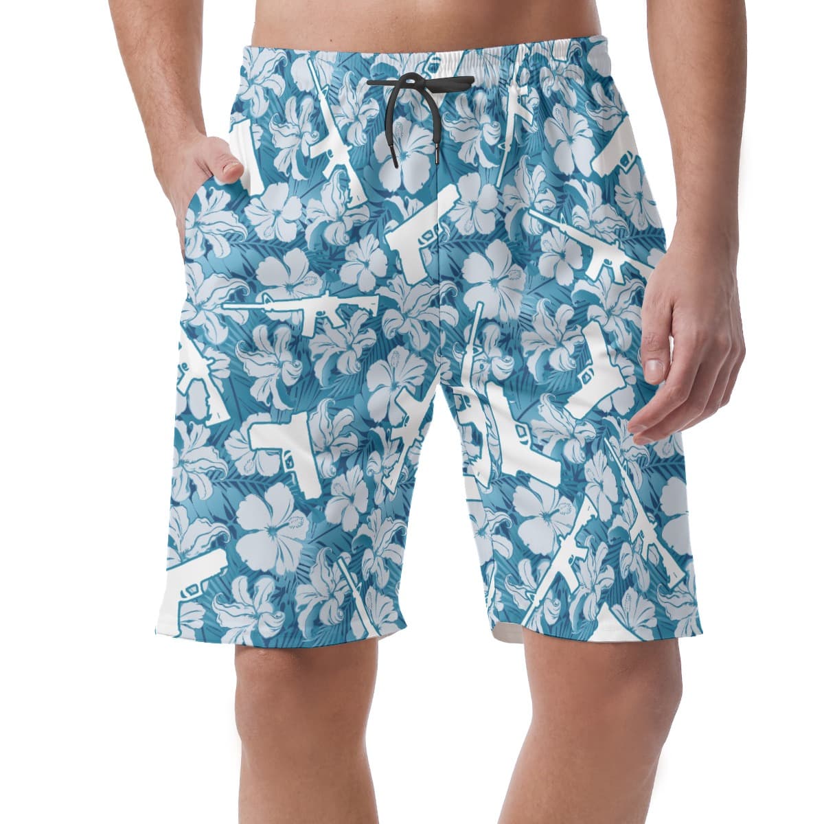 Blue Gun Hawaiian Shorts For Men