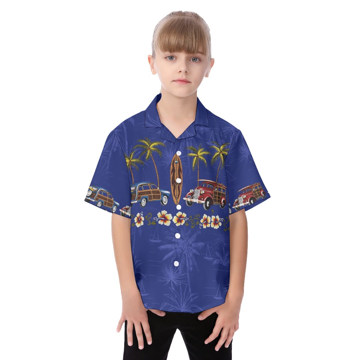 Car Surfboard Aloha Shirt For Kids (1)