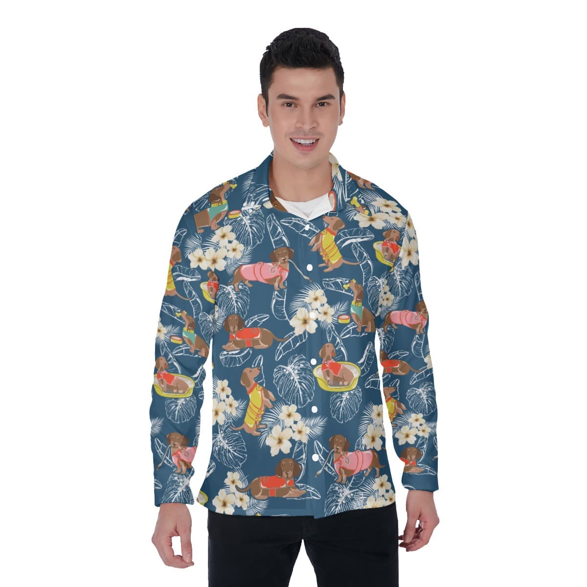 Dachshund Long Sleeve Hawaiian Shirt