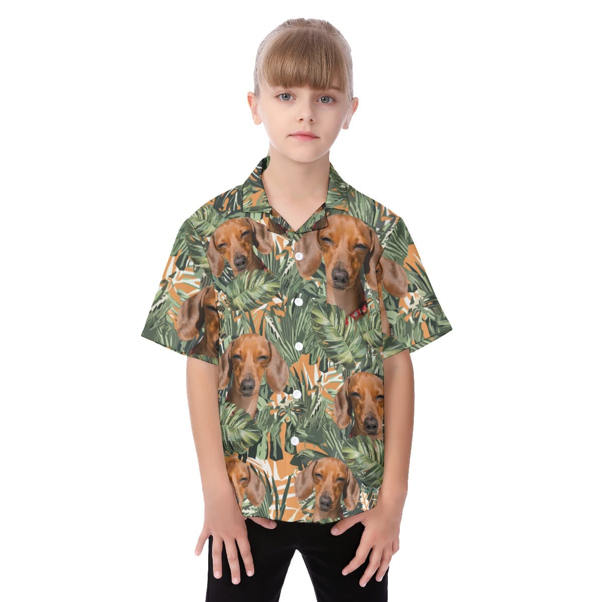 Dachshund Tropical Kid's Hawaiian Shirt