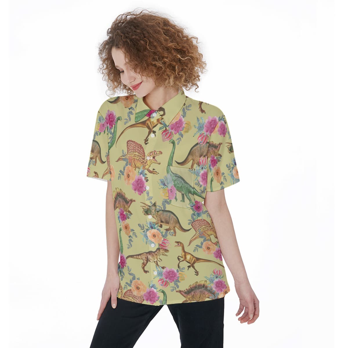 Dinosaur Button Up Hawaiian Shirt