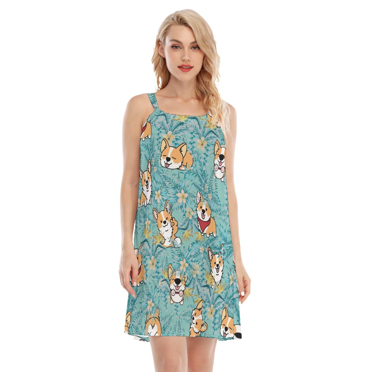 Floral Corgi Hawaiian Dress For Vacation (1)