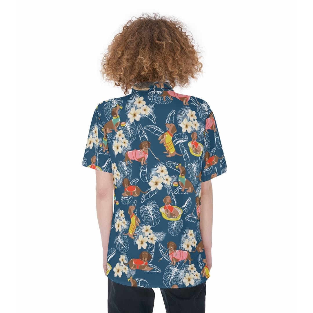 Floral Dachshund Aloha Shirt For Women