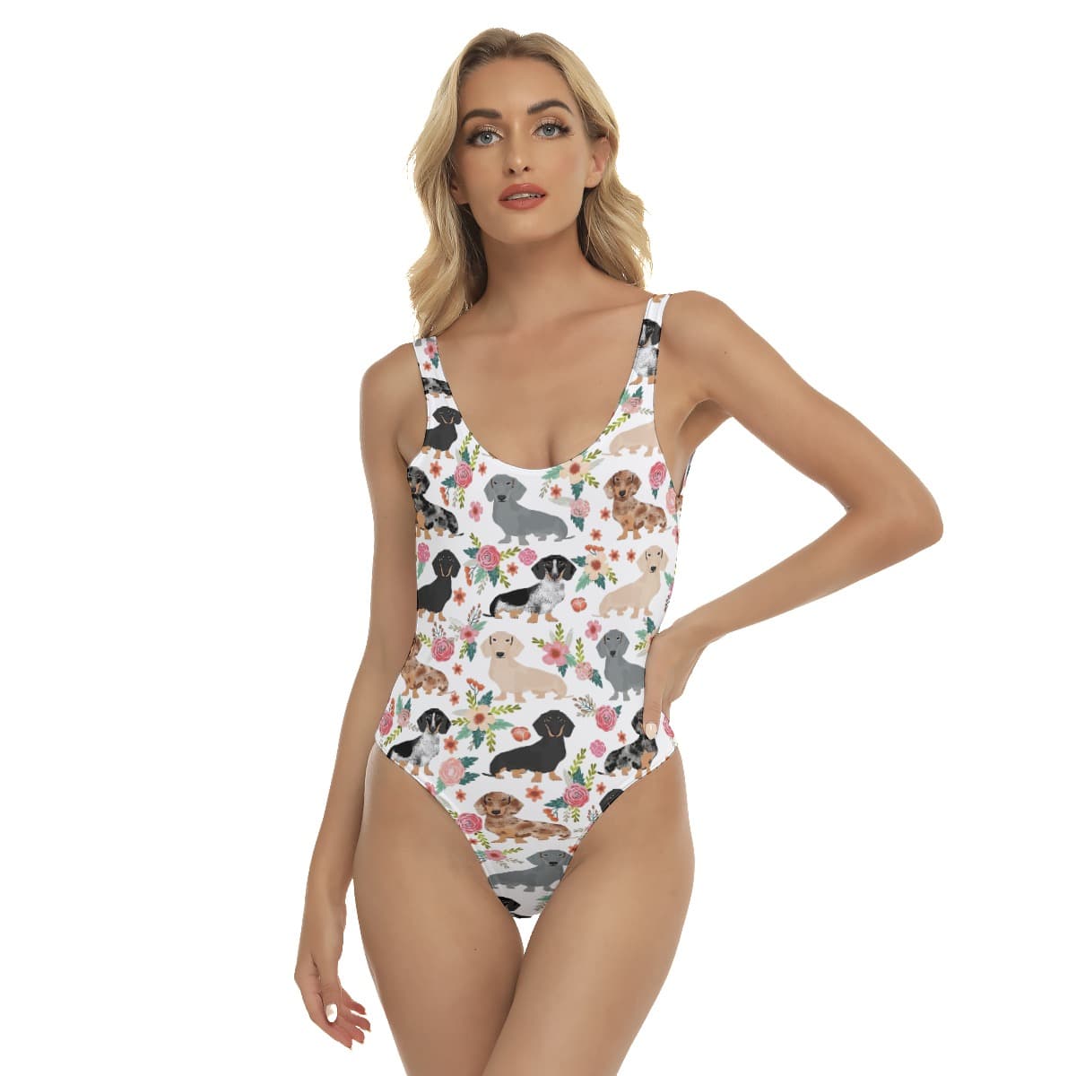 Floral Dachshund Swimsuit For Women (1)