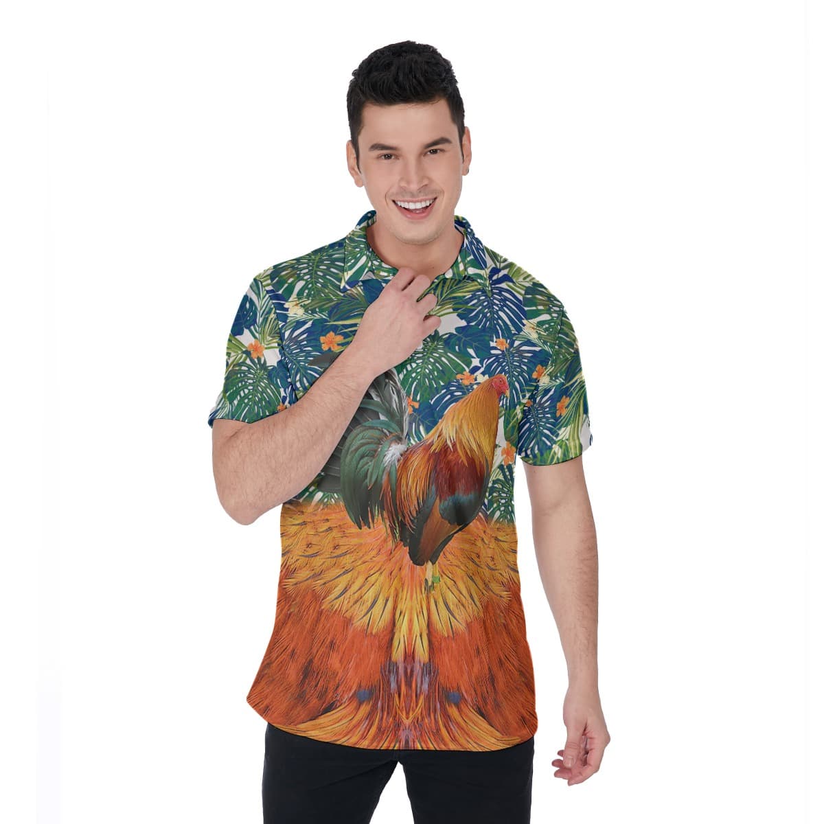 Funny Chicken Tropical Polo Shirt For Men (4)