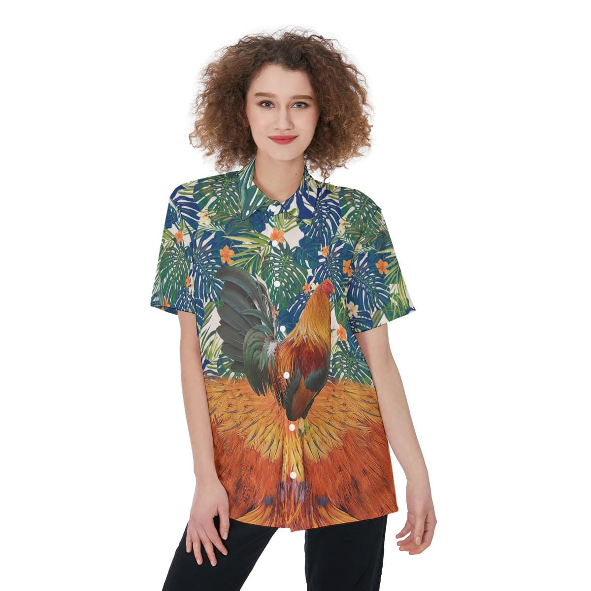 Funny Chicken Women’s Hawaiian Shirt (1)