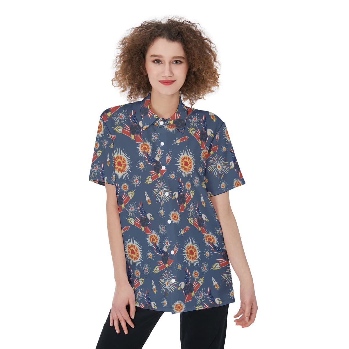 Proud America Eagle Hawaiian Shirt For Women (1)