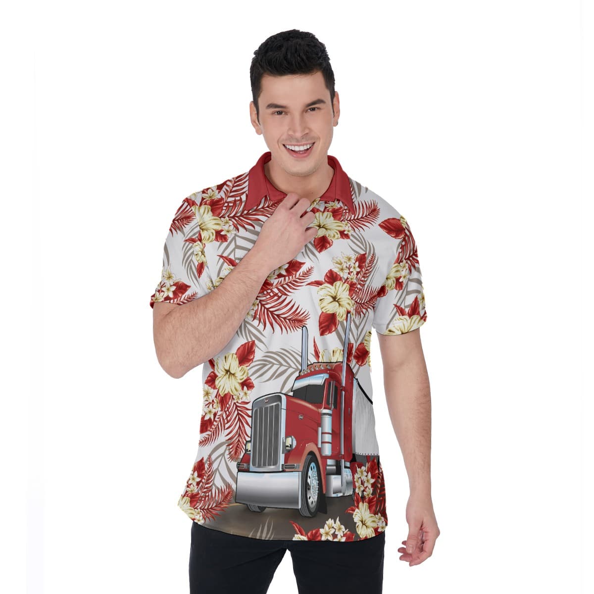 Proud American Trucker Hawaiian Polo Shirt (1)
