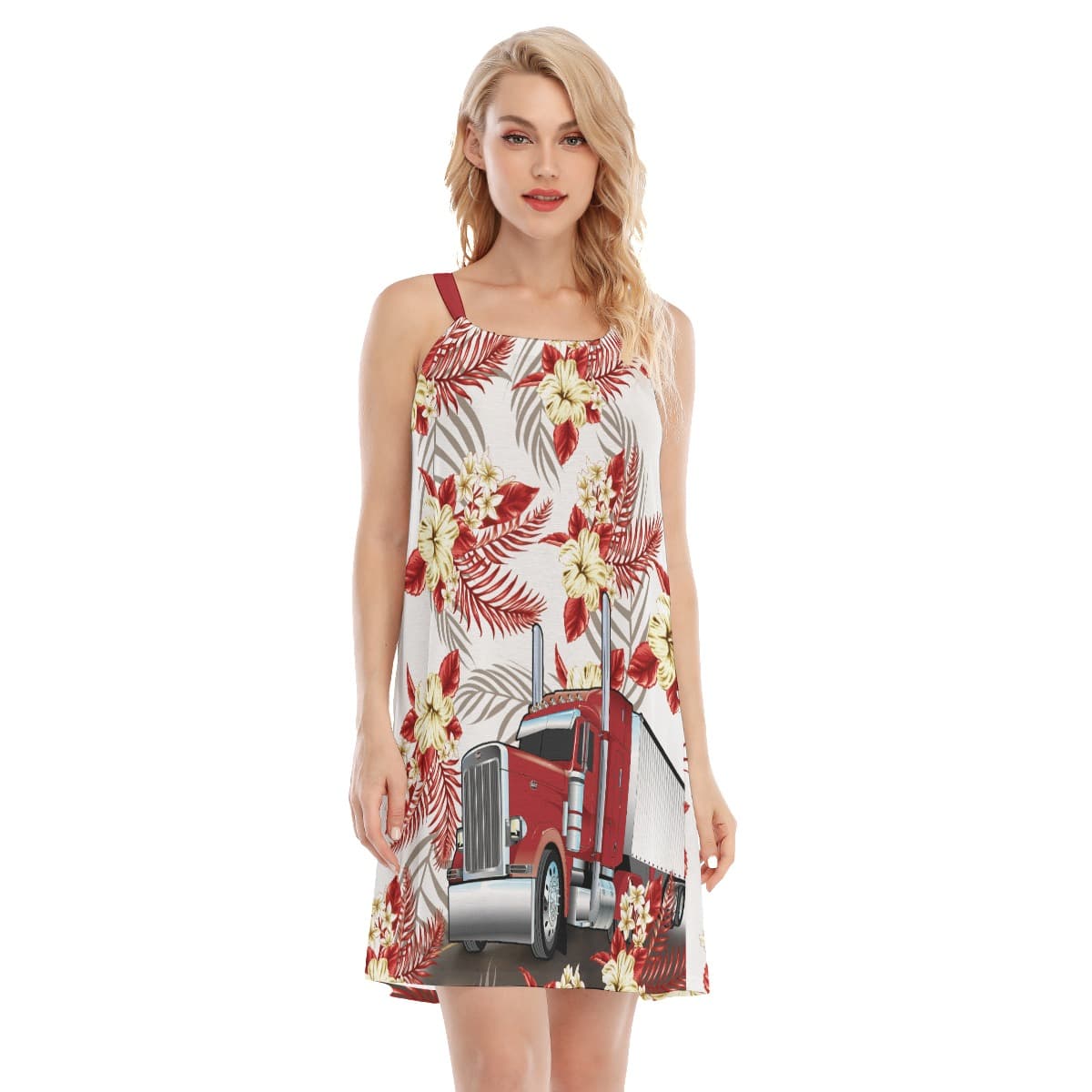 Proud Trucker Floral Cami Dress For Hawaiian Outfit (1)