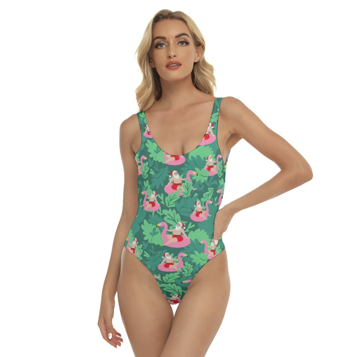 Sexy Santa Flamingo Tropical Swimsuit For Women (1)