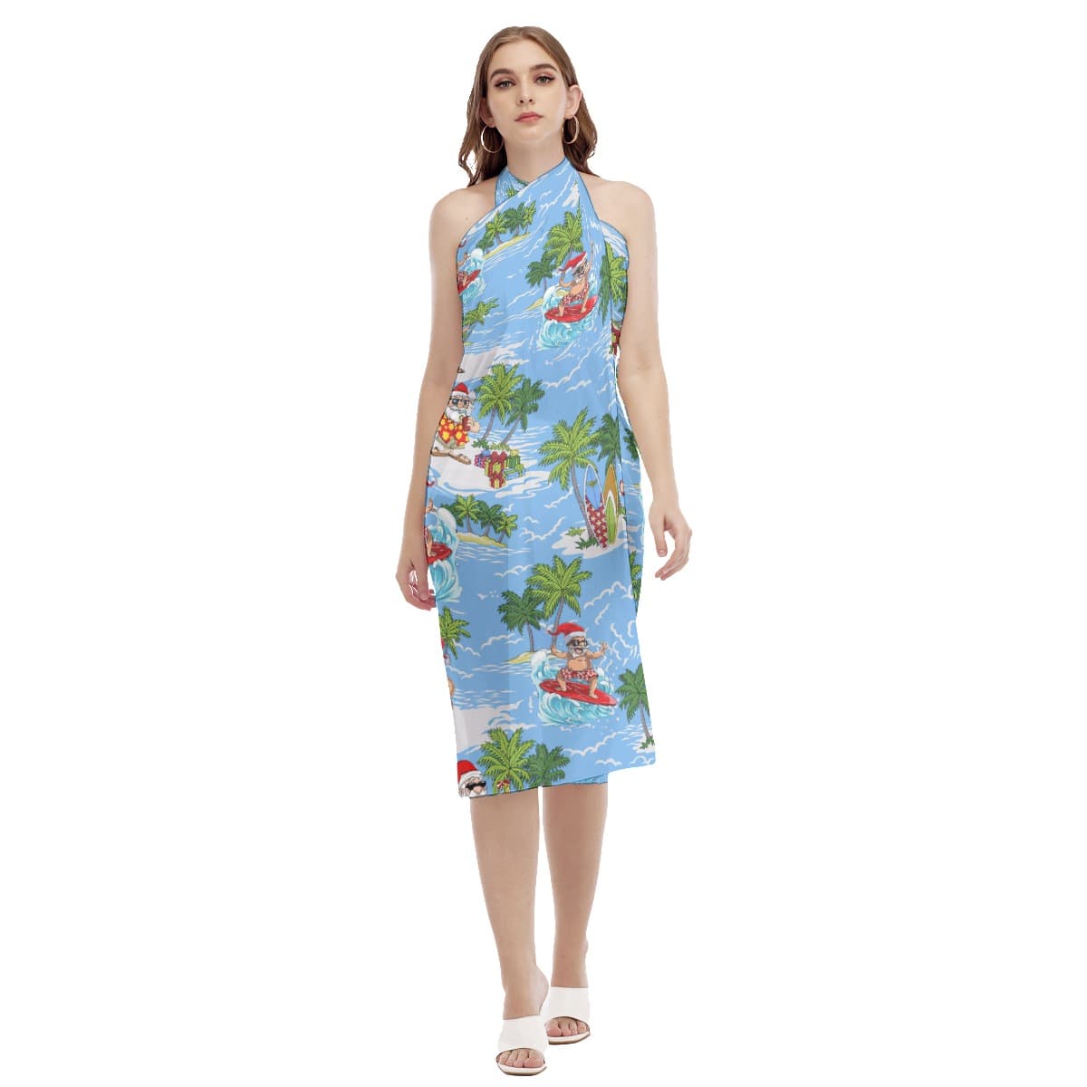 Surfing Santa Christmas Hawaiian Beach Dress