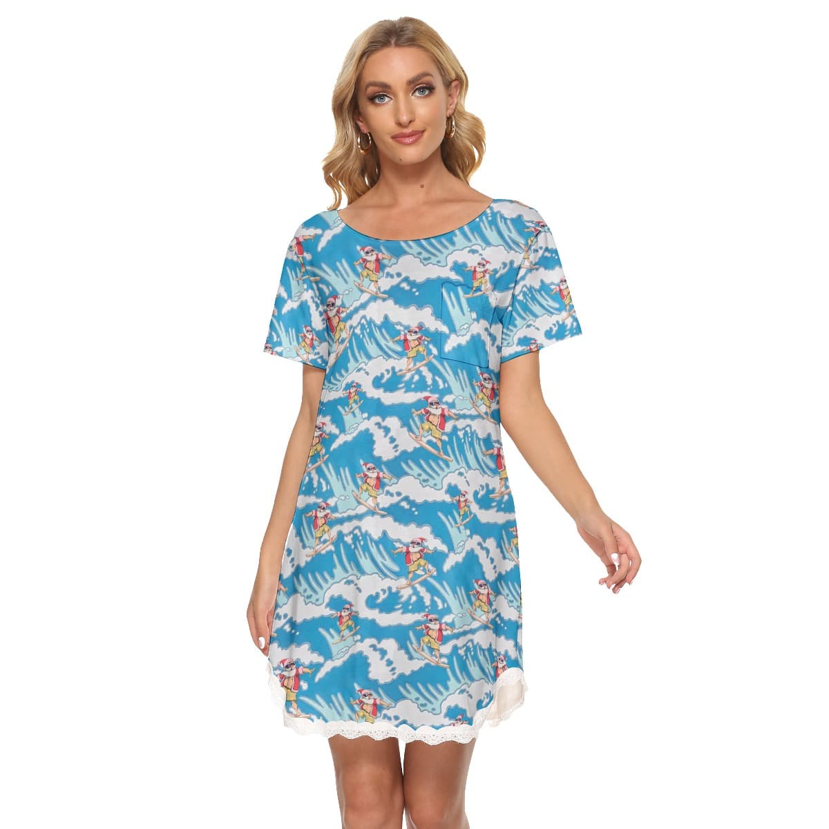 Surfing Santa Christmas Summer Dress For Women (1)