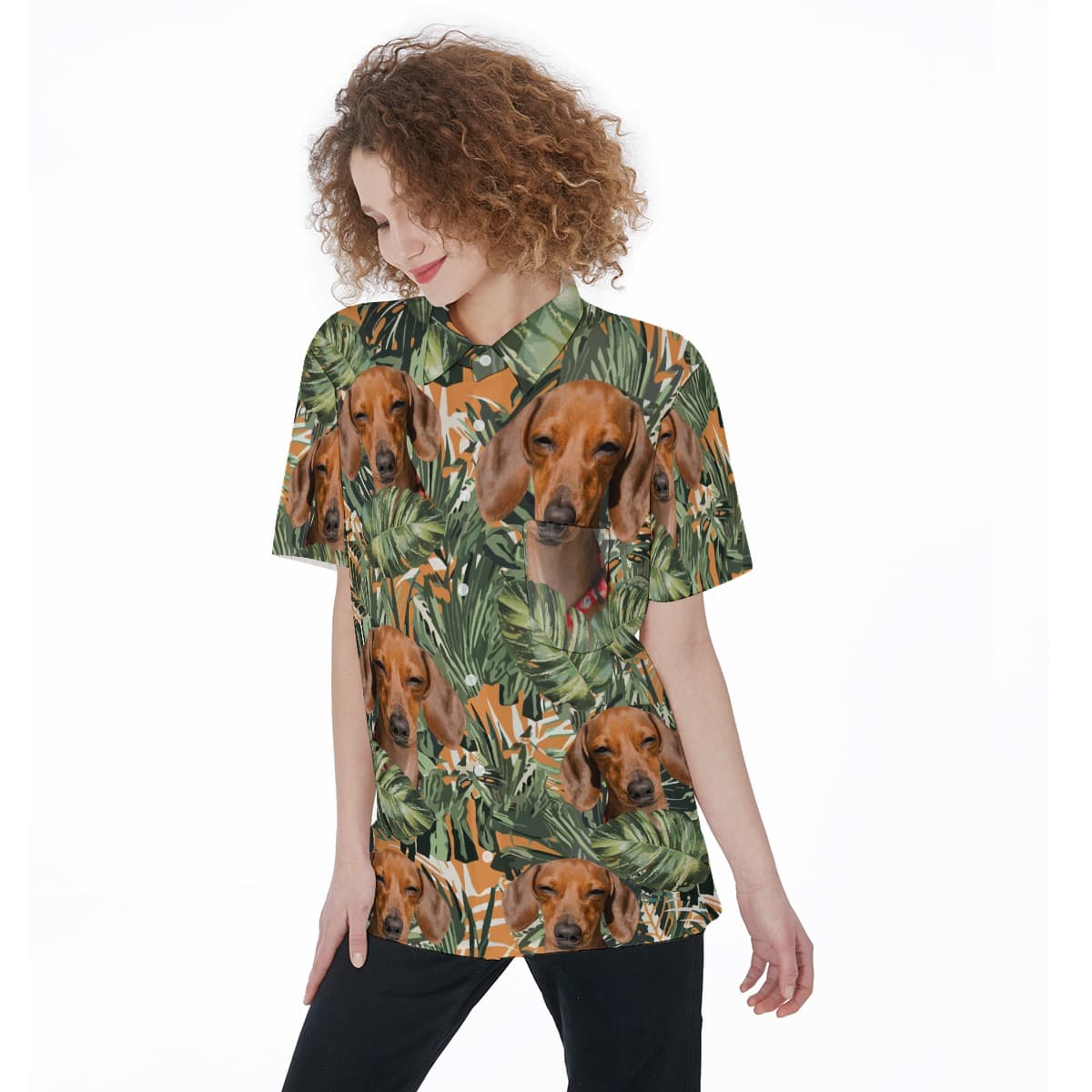 Tropical Dachshund Hawaii Shirt For Women