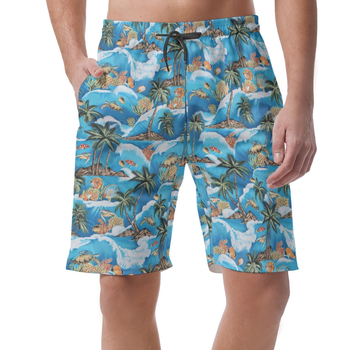 Turtle Blue Hawaiian Men Shorts (1)