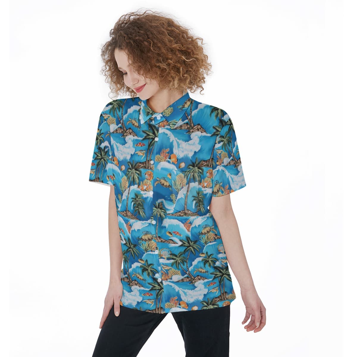 Turtle Ocean Hawaiian Shirt For Women (1)