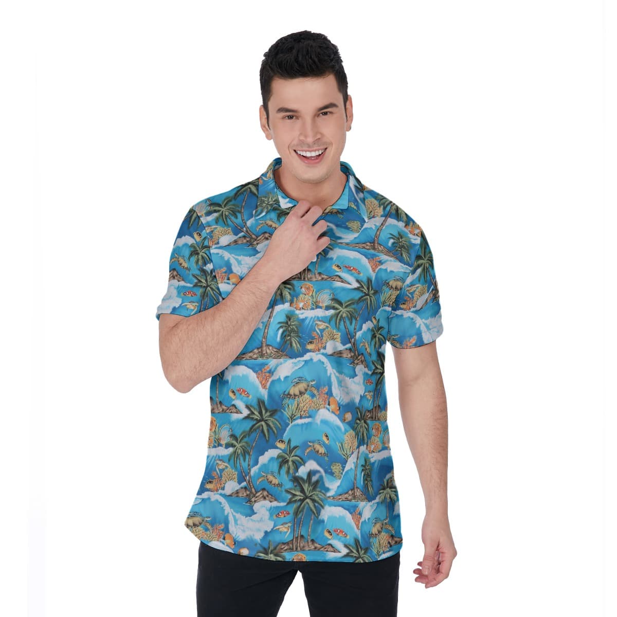 Turtle Ocean Men’s Polo Shirt For Summer Outfit (1)
