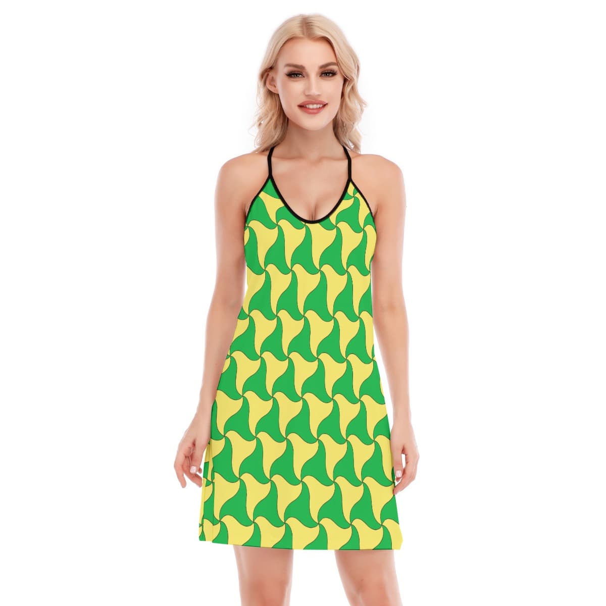 Unique Green And Yellow Hawaiian Dress For Women
