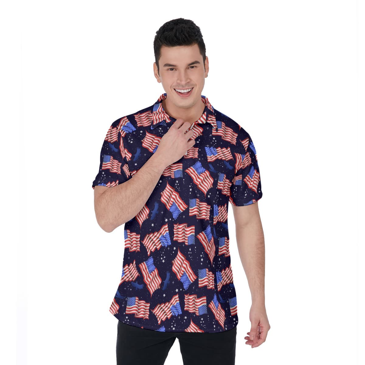 American Flag Black Men’s Polo Shirt (1)