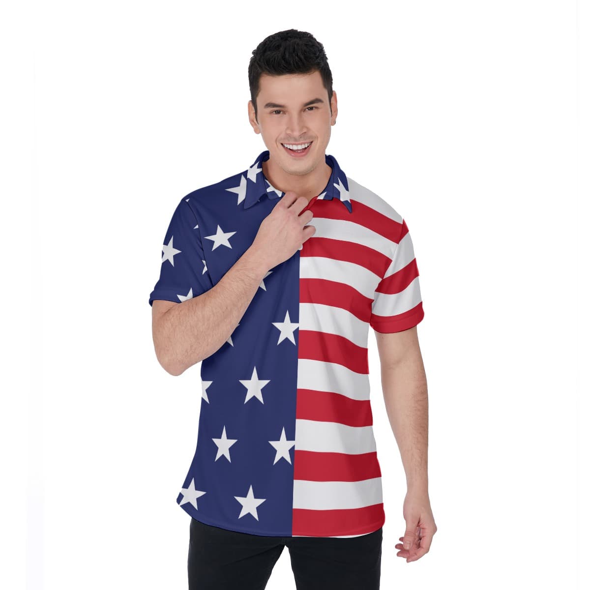 American Flag Blue Red And White Men’s Polo Shirt (1)