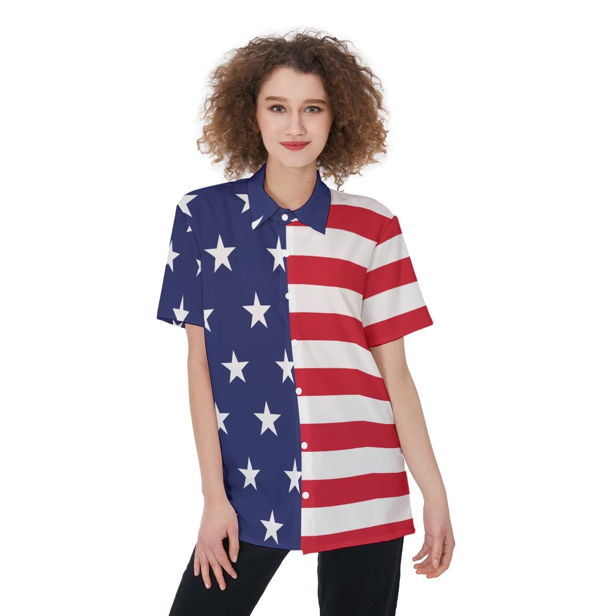 American Flag Hawaiian Shirt For Women (1)