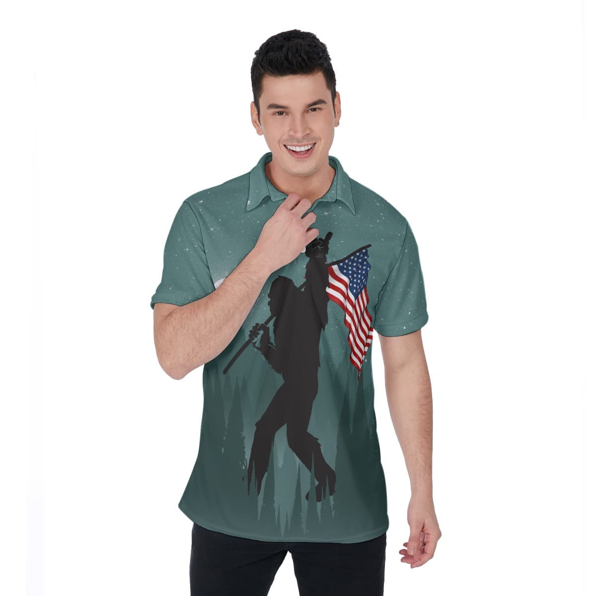 Big Foot Hawaiian Polo Shirt For Men (1)