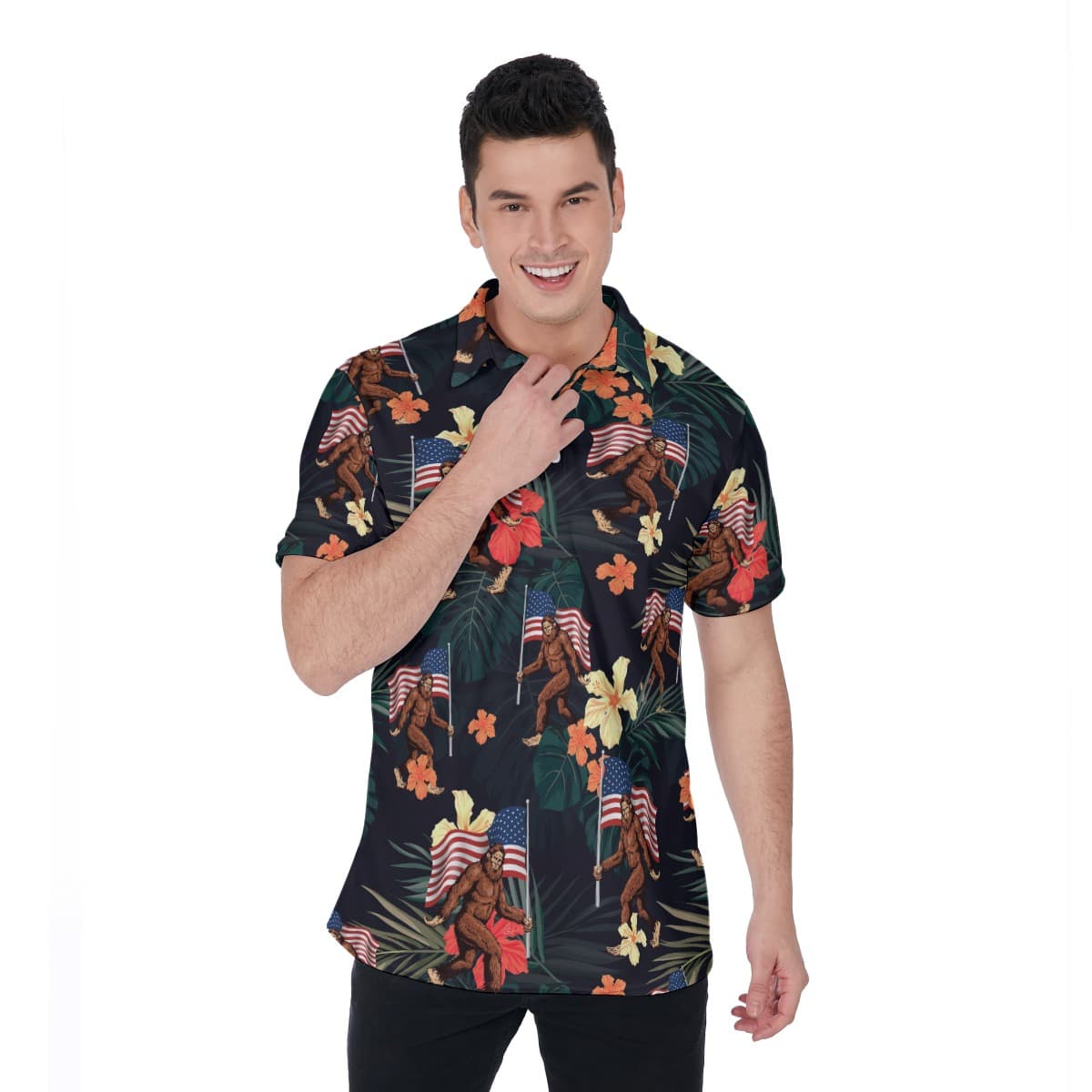 Big Foot Tropical Polo Shirt For Men (1)