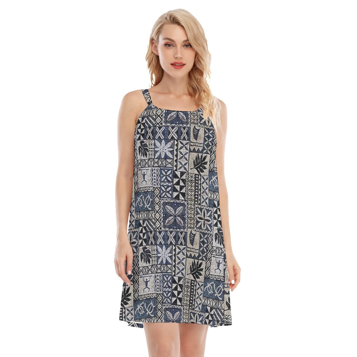 Block Honu Tapa Hawaiian Dress (1)