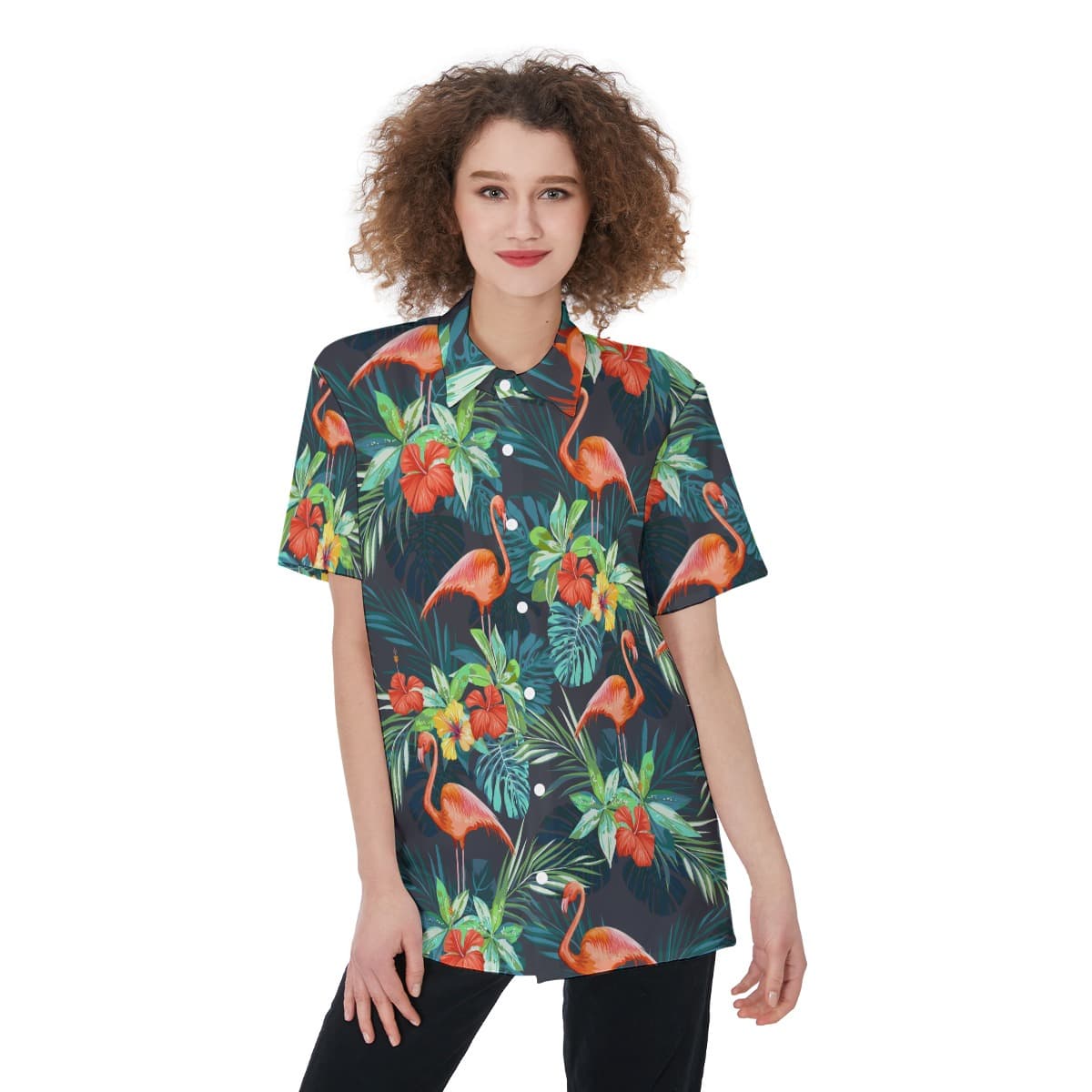 Flamingo Aloha Shirt For Women (1)