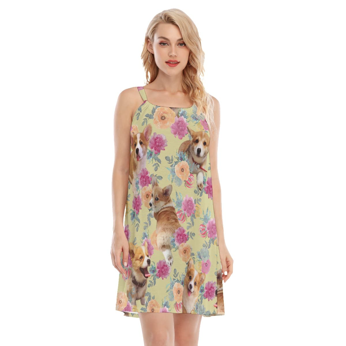 Floral Welsh Corgi Hawaiian Dress For Summer (1)