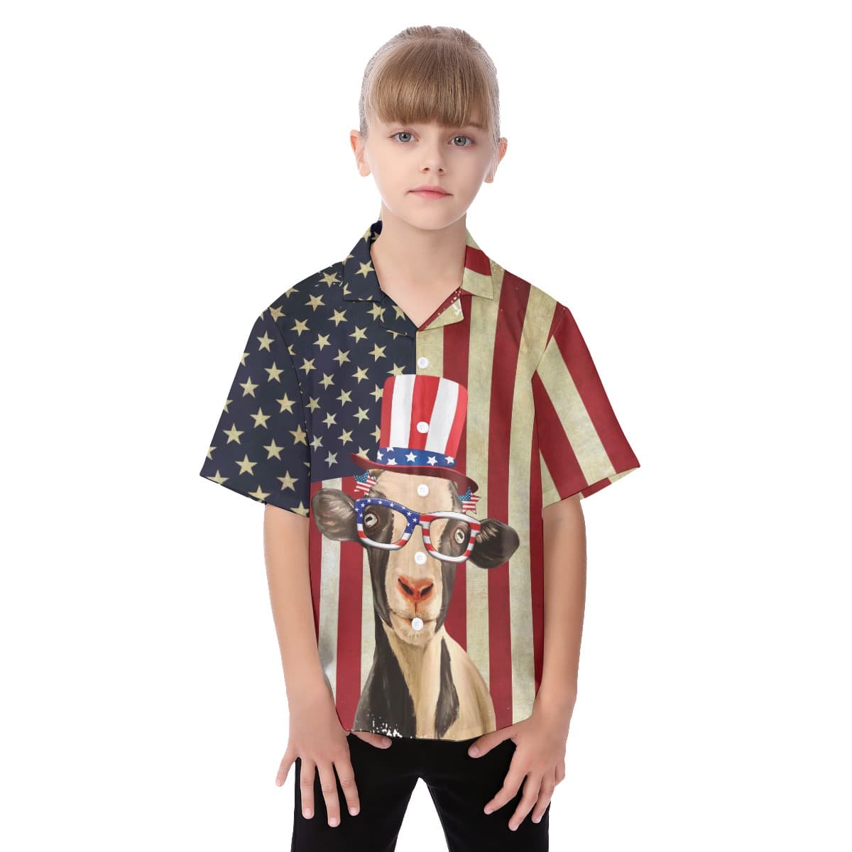 Goat 4th Of July Aloha Shirt For Kids (1)