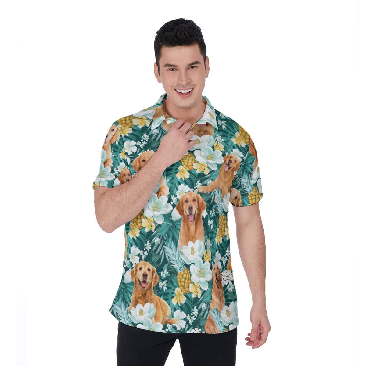 Golden Retriever Hawaiian Polo Shirt (1)