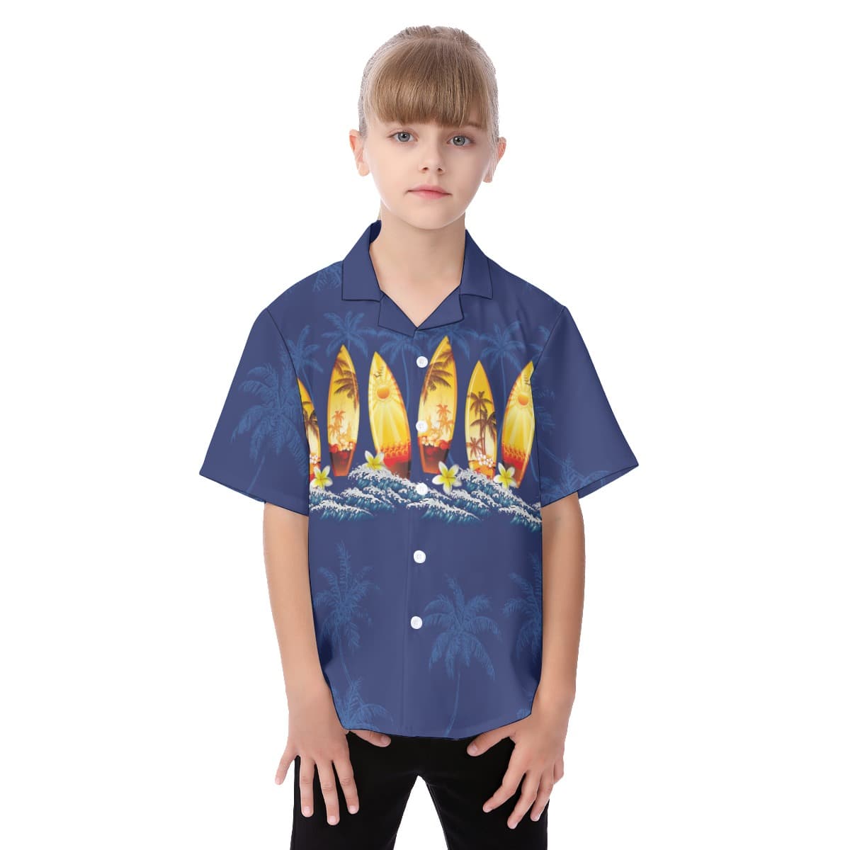 Hawaiian Surfboard Button Up Shirt For Kids (1)