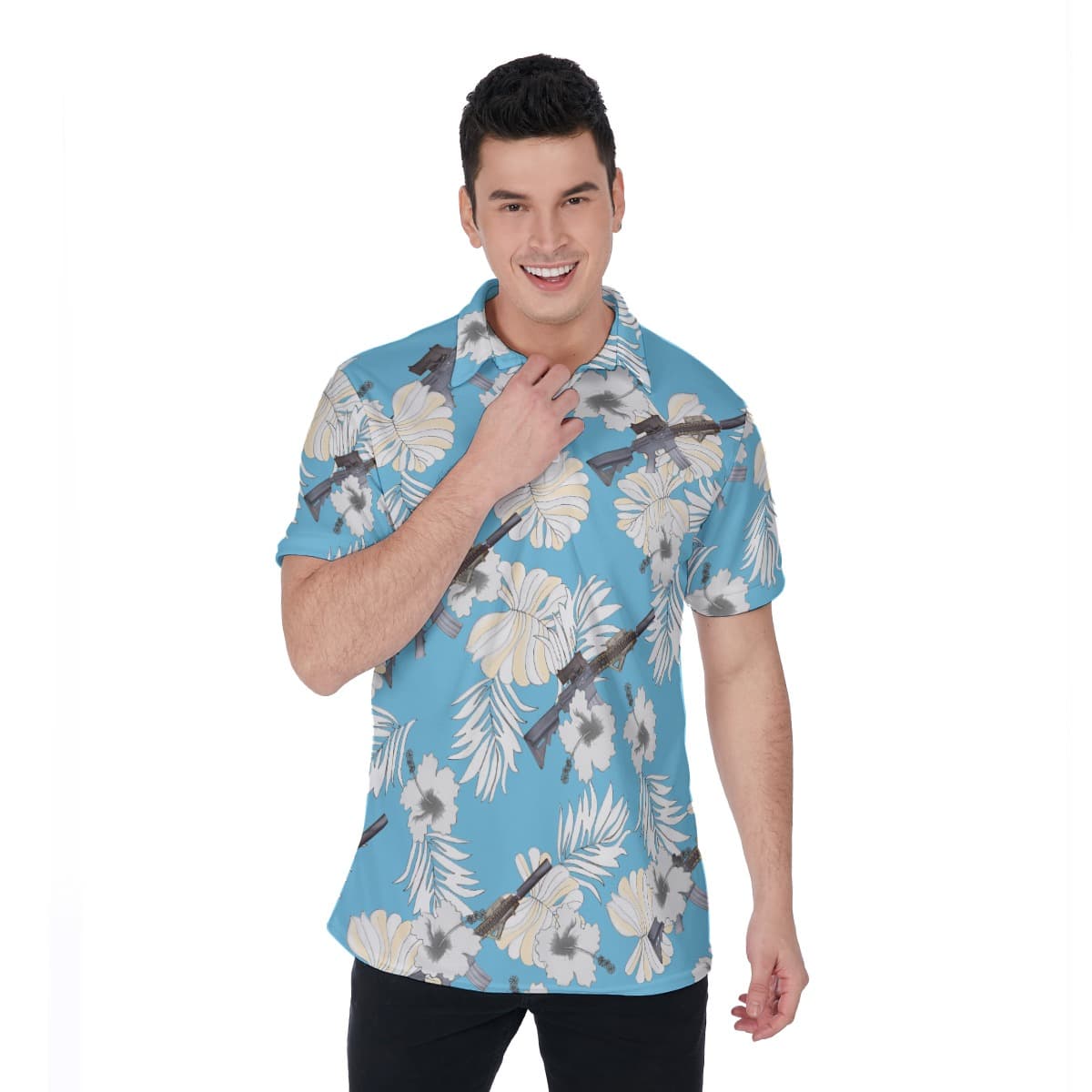 MK18 Gun Hawaiian Polo Shirt (1)