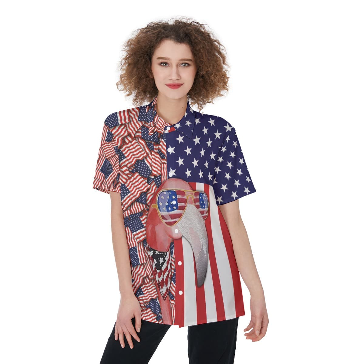 Patriotic Flamingo 4th Of July Hawaiian Shirt For Women (1)