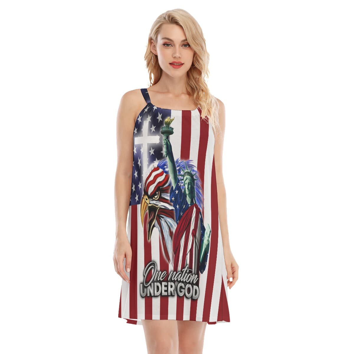 Proud American Flag Hawaiian Cami Dress For 4th Of July (1)
