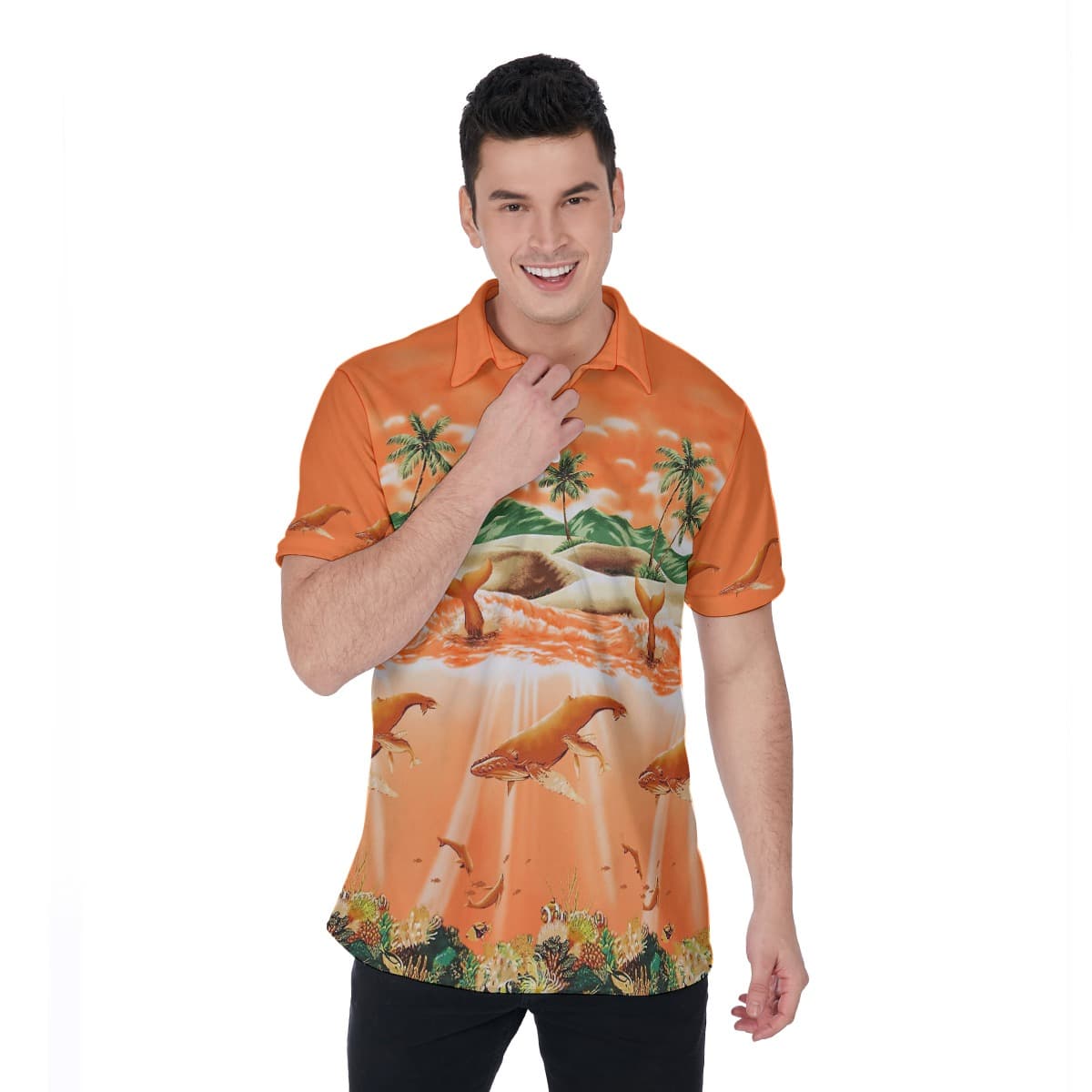 Sea Life Hawaiian Polo Shirt (1)