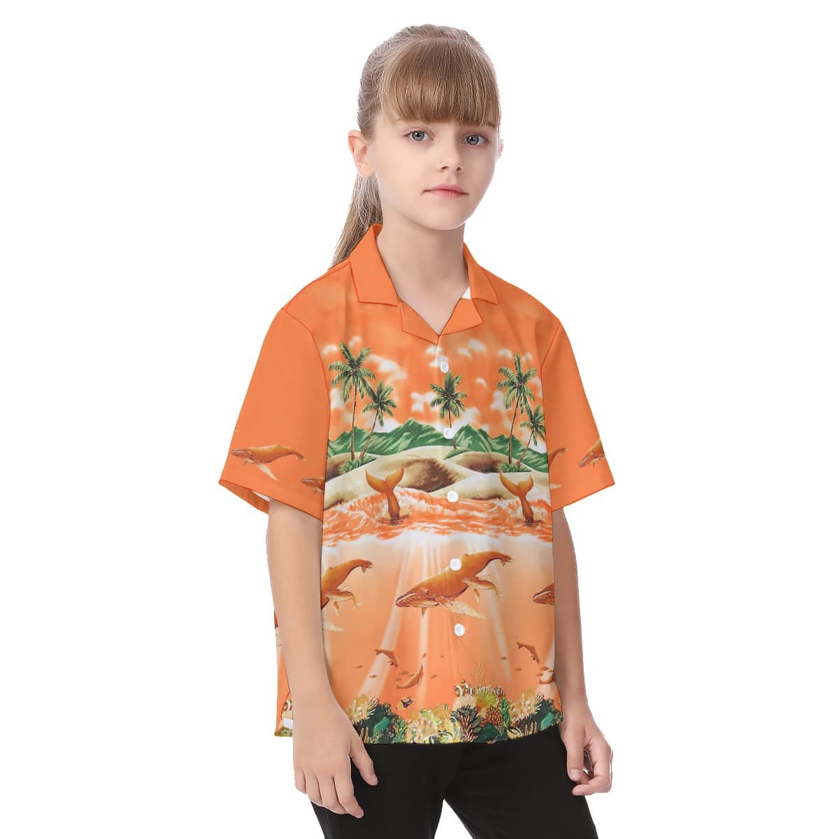 Sea Life Tropical Print Hawaiian Shirt For Kids (4)