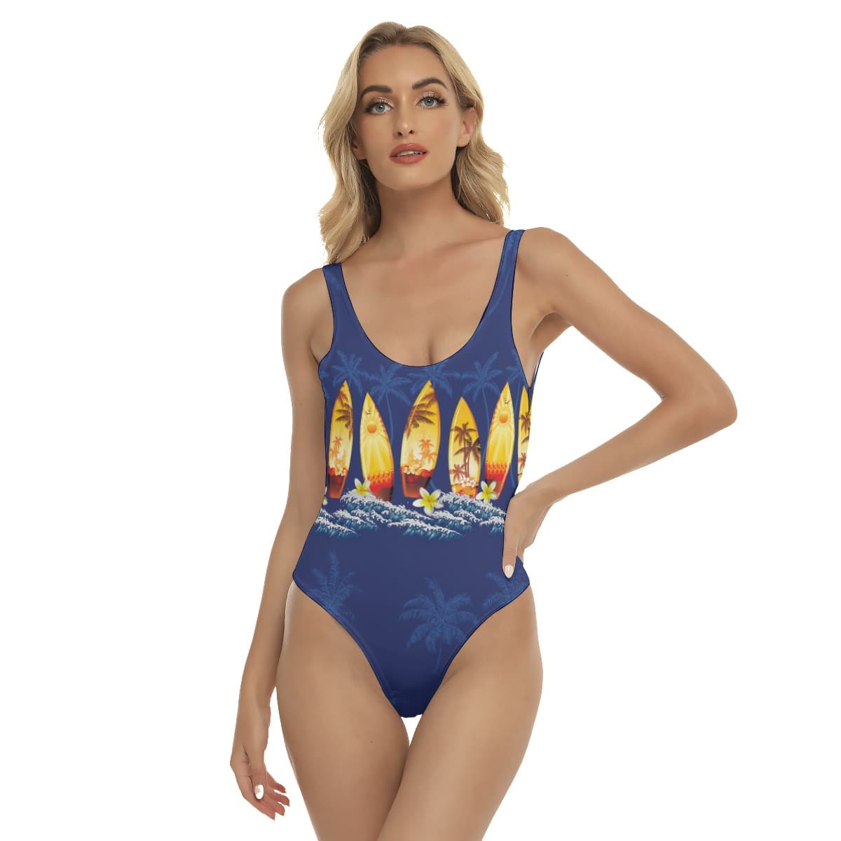 Surfing Board Hawaiian One Piece Swimsuit For Women (1)