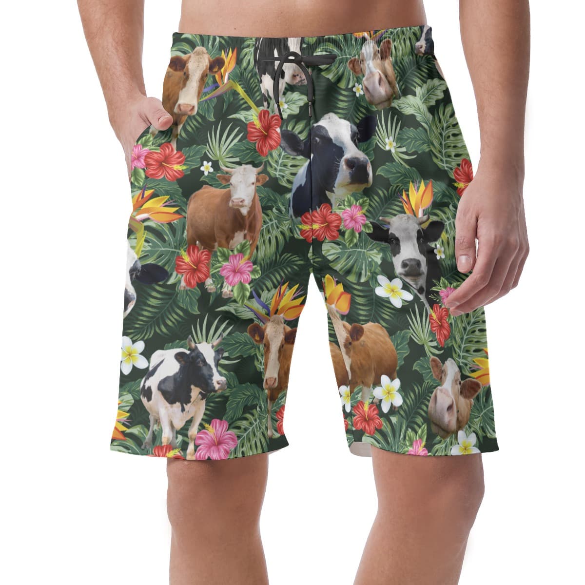 Tropical Cow Hawaiian Beach Shorts For Men (4)