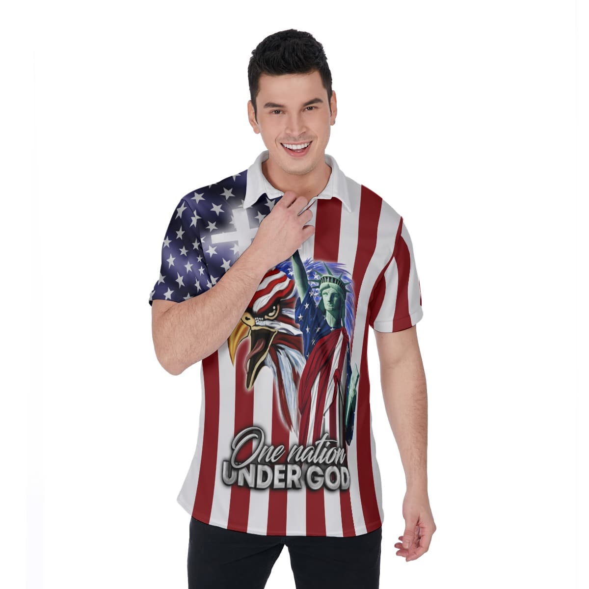 USA Under God Men’s Polo Shirt For 4th Of July Outfit – (1)