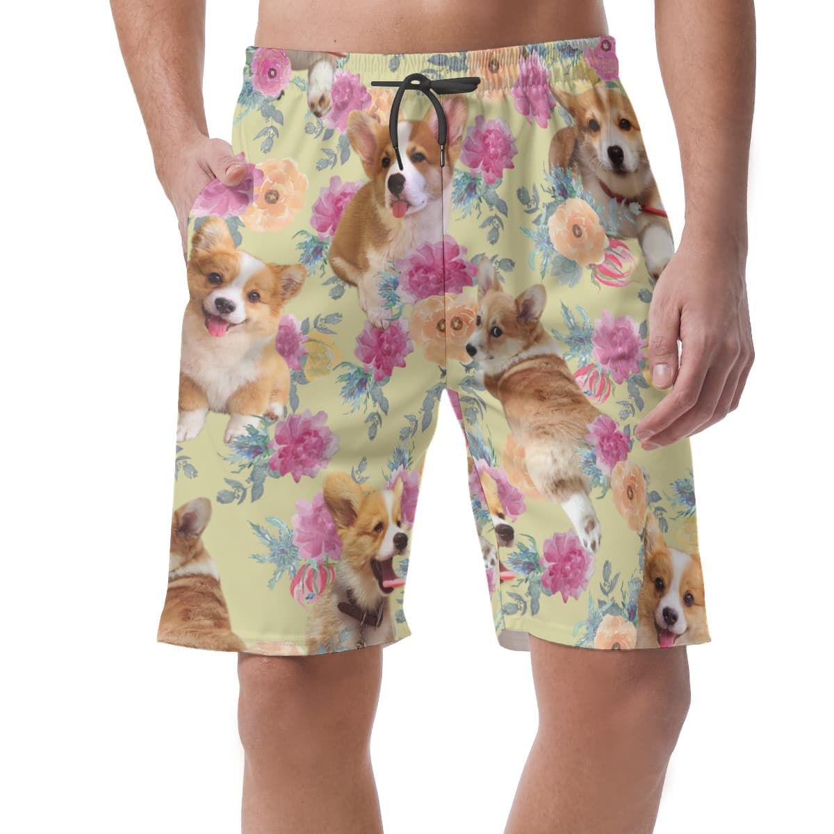 Welsh Corgi Hawaiian Board Shorts For Men (1)