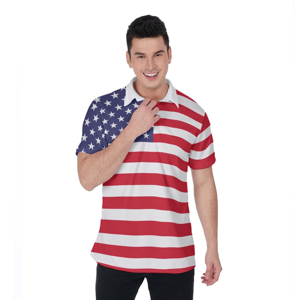 American Flag Golf Polo Shirt Men’s Patriotic Golf Shirt (1)