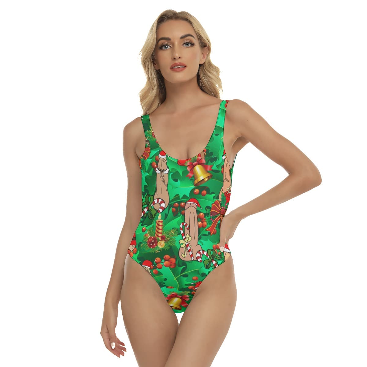 Christmas Penis Hawaiian One Piece Swimsuit For Women (3)