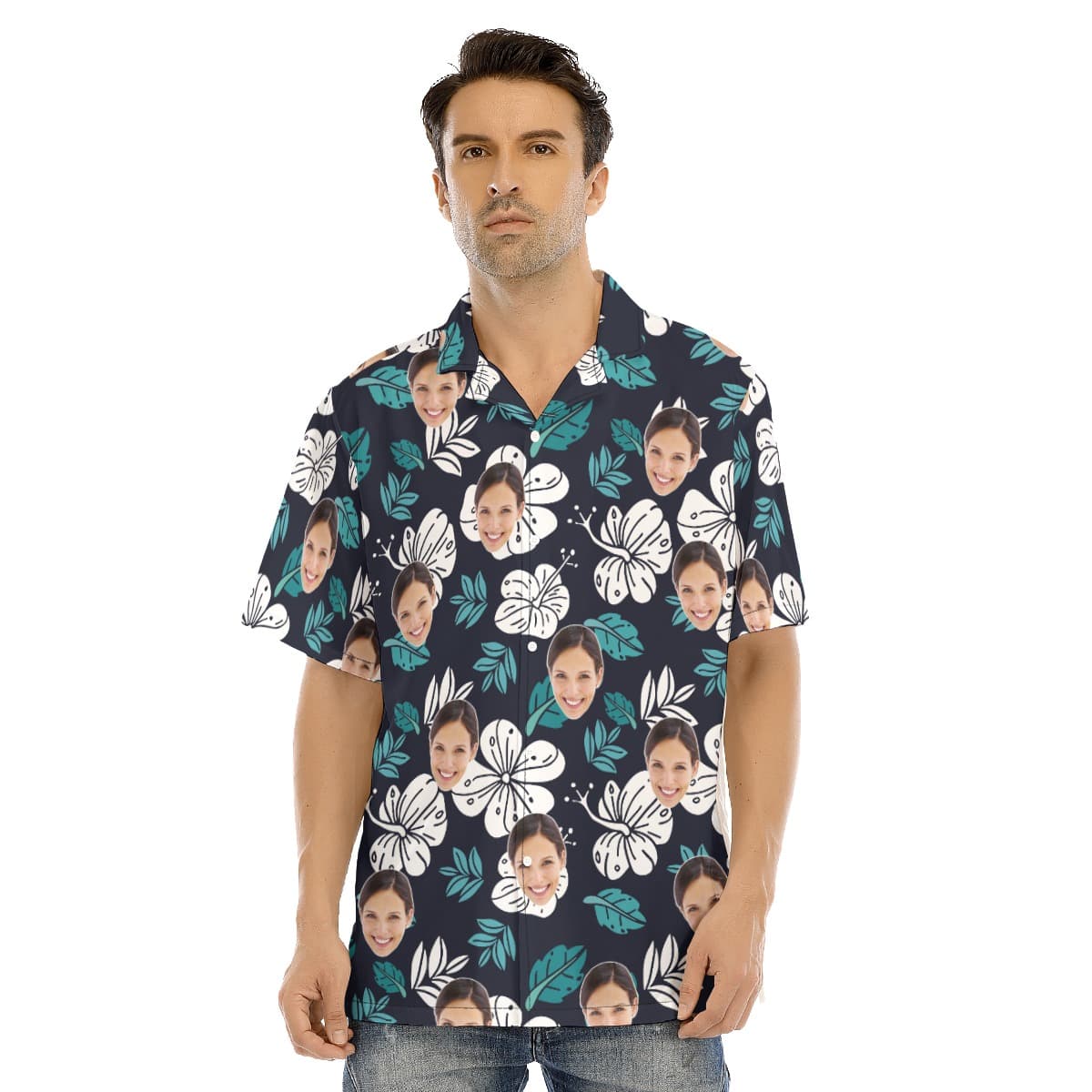 Custom Face Shirt Men’s Hawaiian Shirt (1)