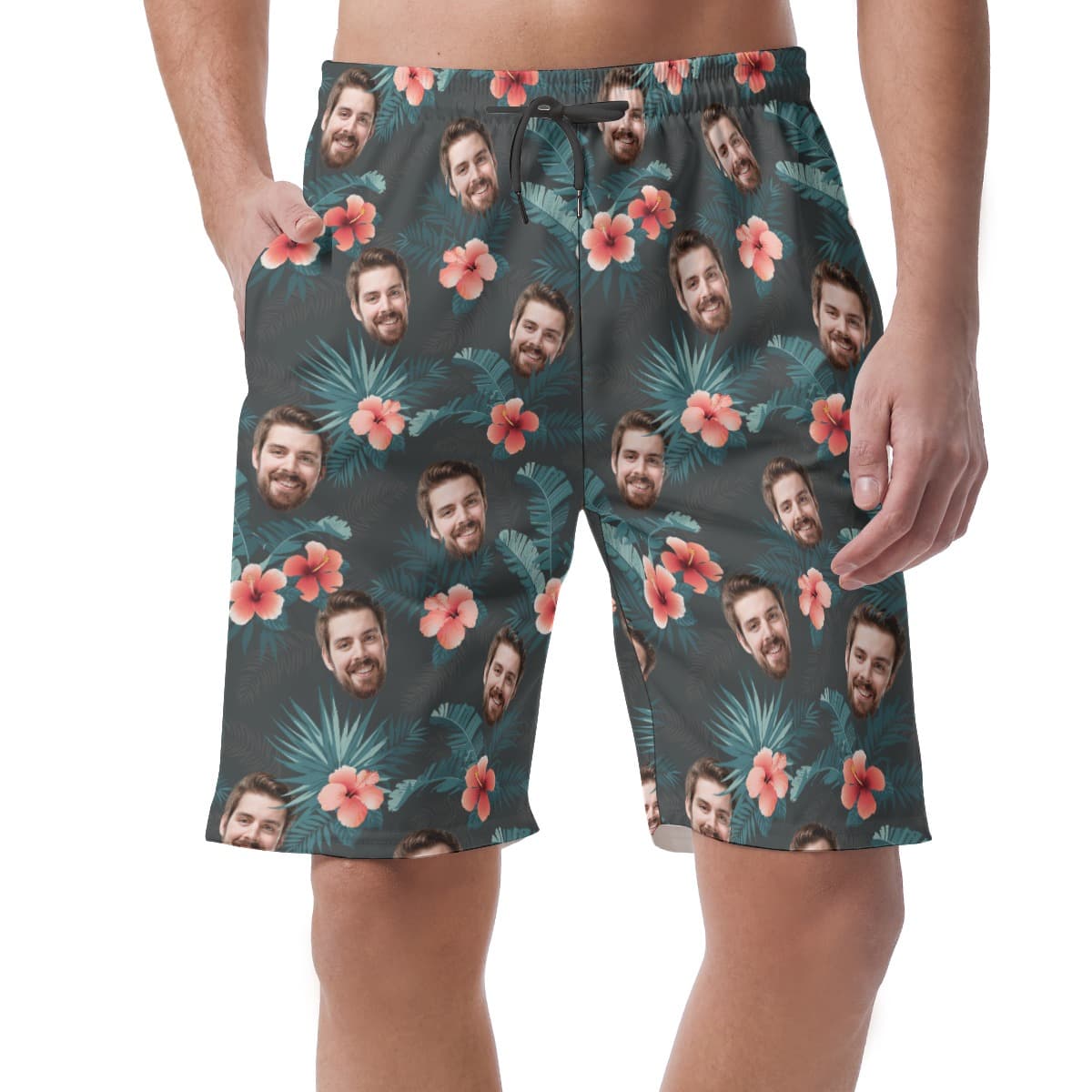 Custom Face Tropical Board Shorts For Men (1)