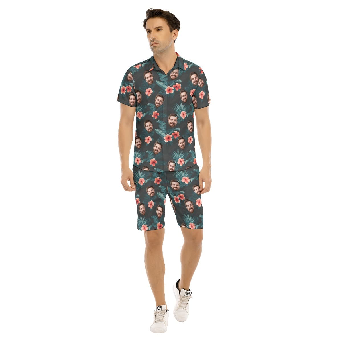 Custom Face Tropical Shirt And Shorts For Men (1)