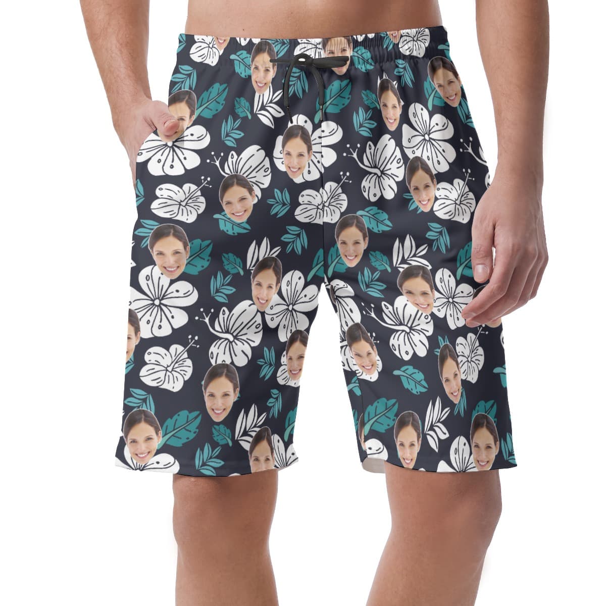 Custom Hawaiian Beach Shorts With Face For Men (1)