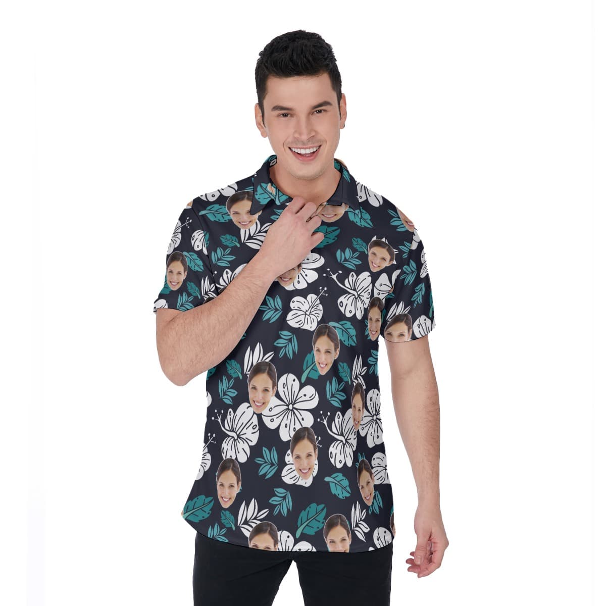 Custom Hawaiian Polo Shirt With Face For Men (1)