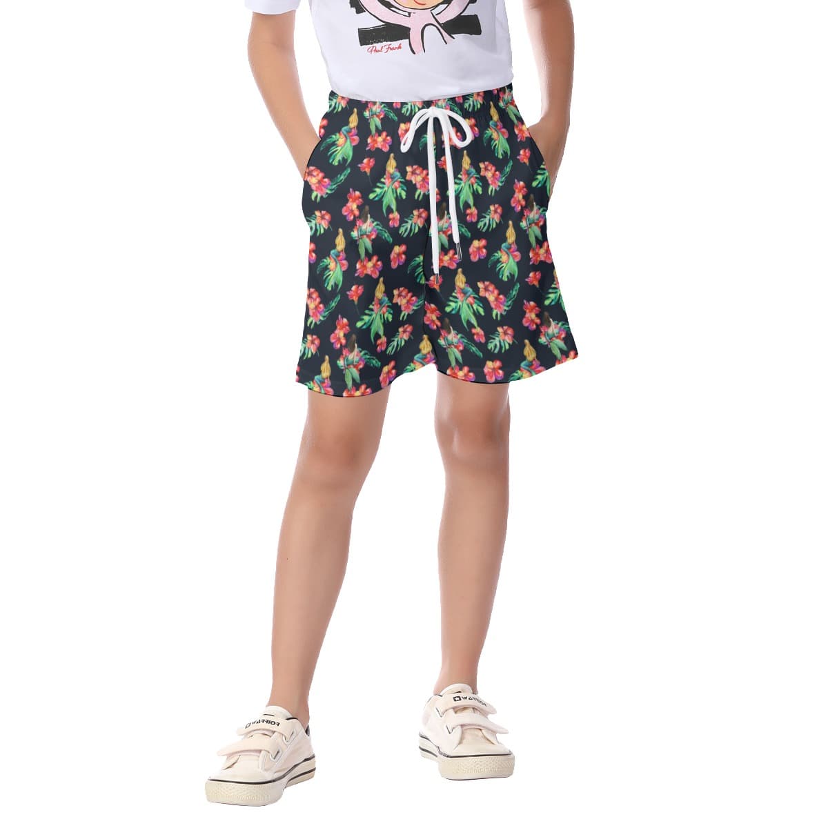 Cute Mermaid Floral Beach Shorts For Kids (1)
