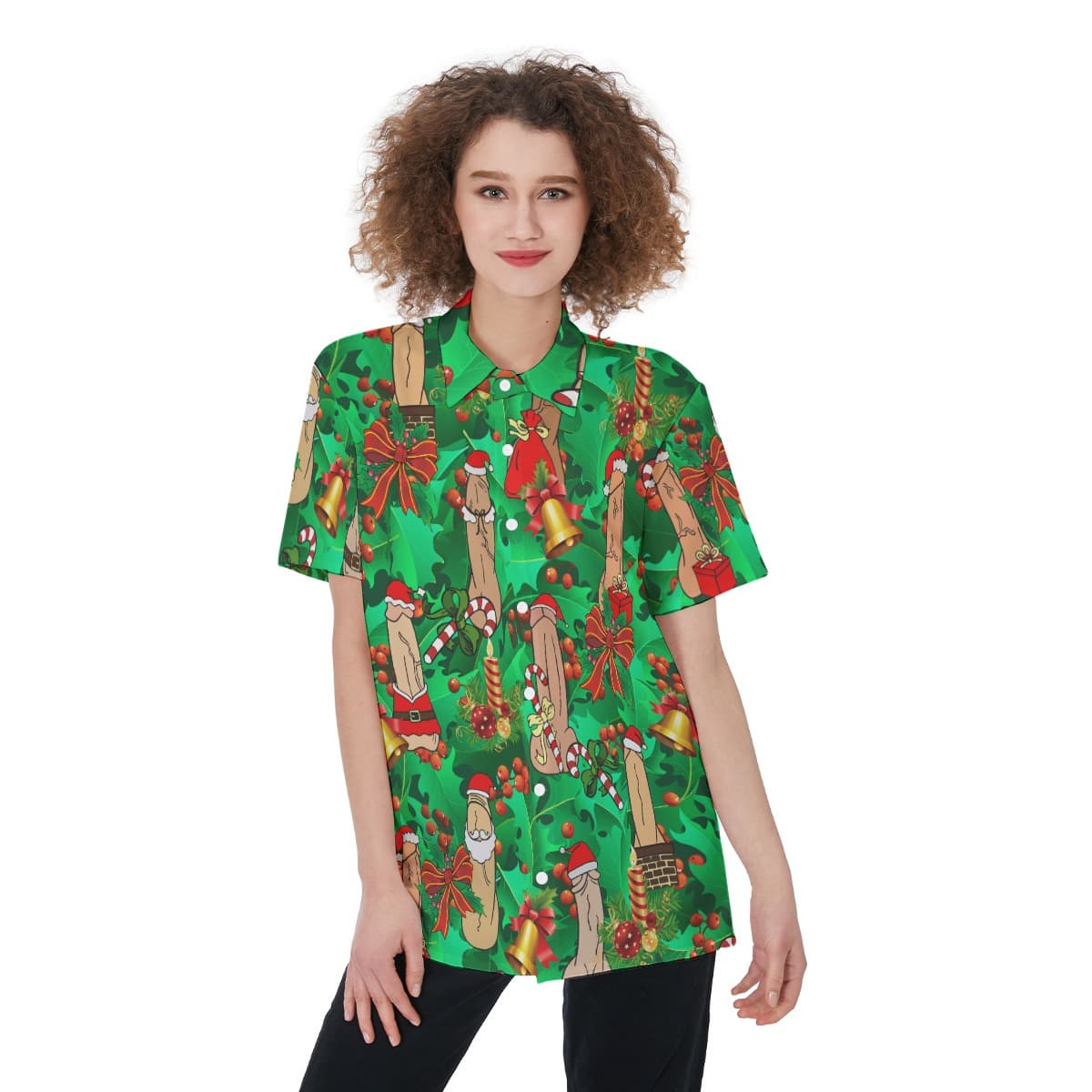Funny Penis Christmas Aloha Shirt For Women (3)